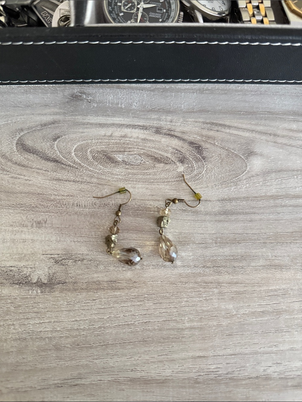 Delicate Gold-Tone Teardrop Crystal Dangle Earrings
